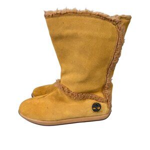 Timberland Mukluk Boots Womens 7.5 Wide Tan Suede Fur Lined Pull On Winter 61644